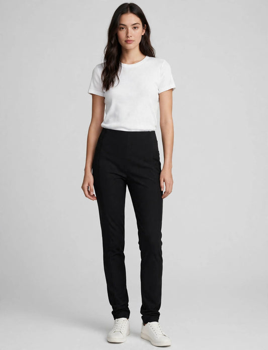Casual Slim Fit Straight Leg Pull On Dress Pants