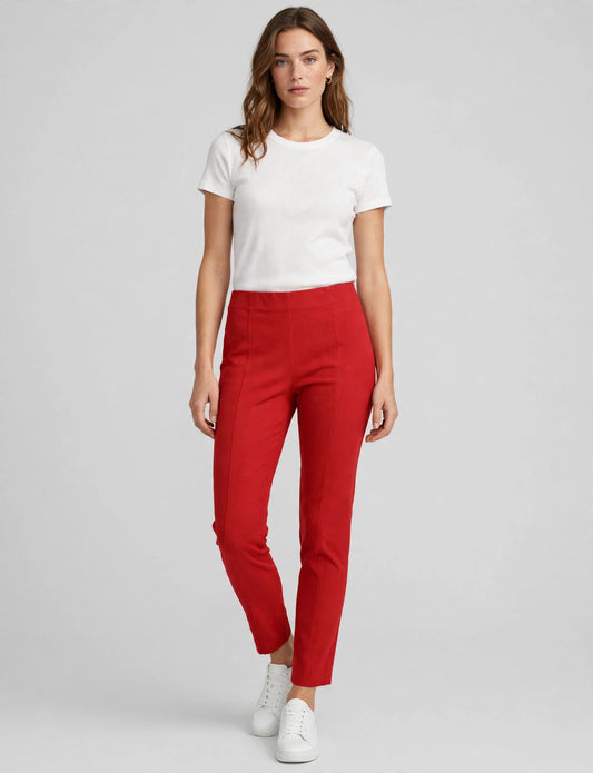 Casual Slim Fit Straight Leg Pull On Dress Pants