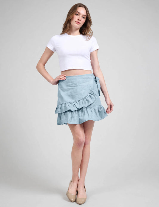 Casual Swing Ruffle Frill High Waist Mini Skirts