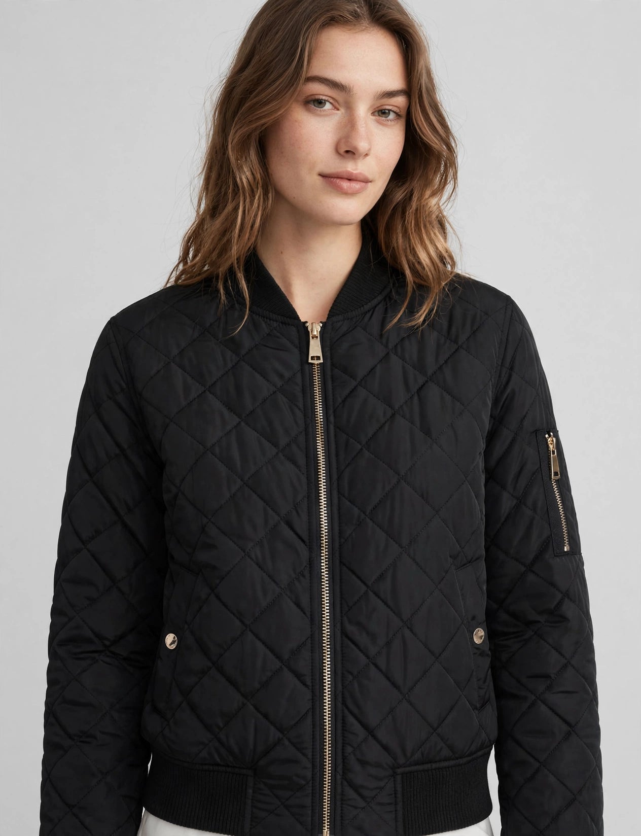 Classic Quilted Zip-Up Bomber Jackets