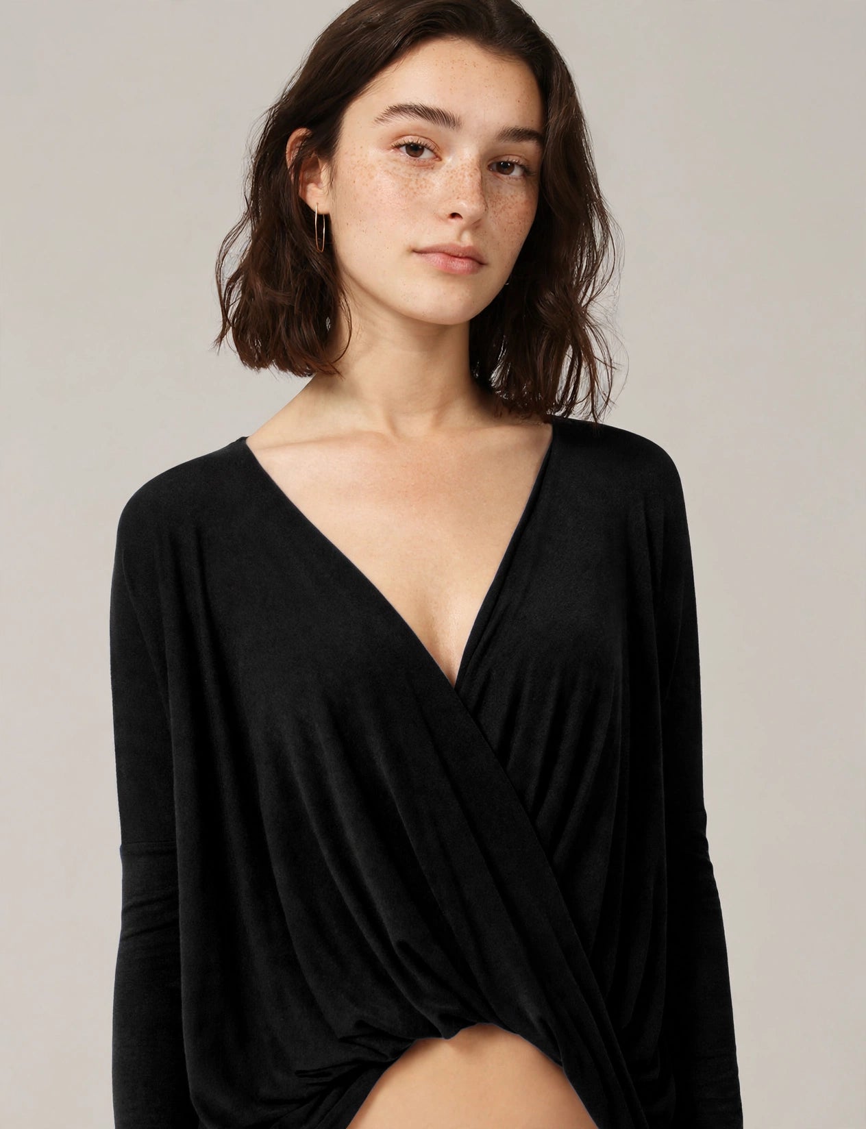 Criss Cross Pullover Cascading Open Tunic Top