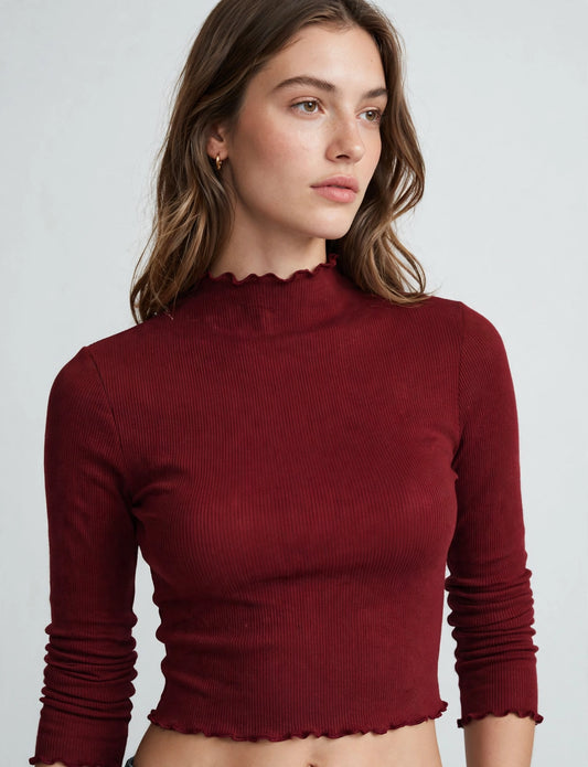 Fitted Causal Solid Flare Long Sleeve Soft Crop Top T-Shirts