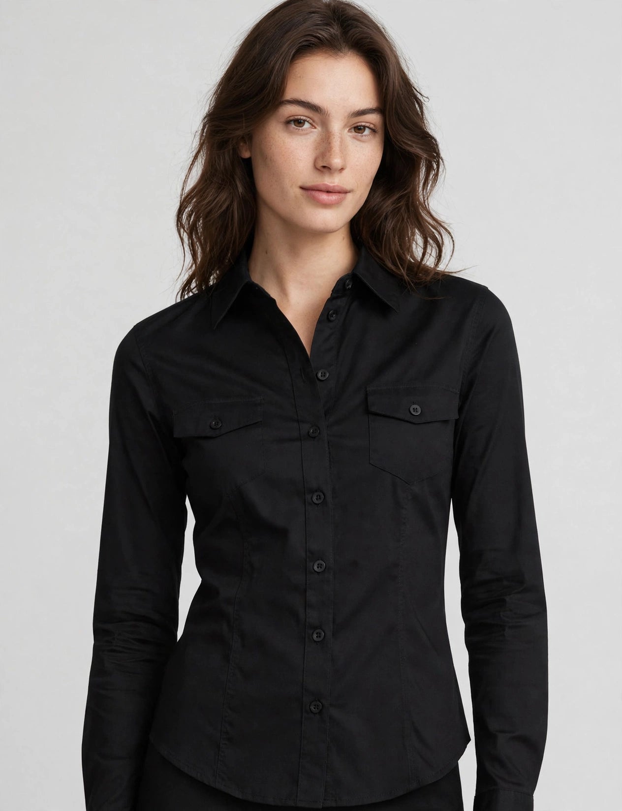 Fitted Tailored Long Sleeve Button Down Stretch Shirts