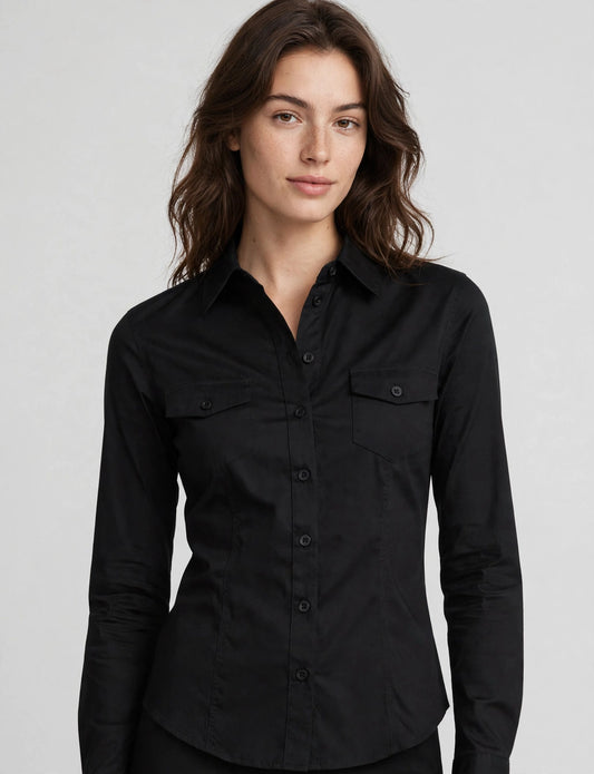 Fitted Tailored Long Sleeve Button Down Stretch Shirts