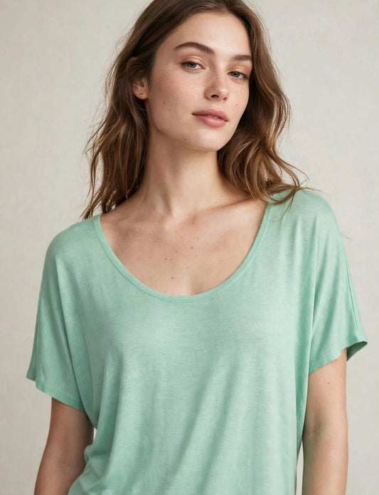 Flowy Draped Short Sleeve Dolman Shirts