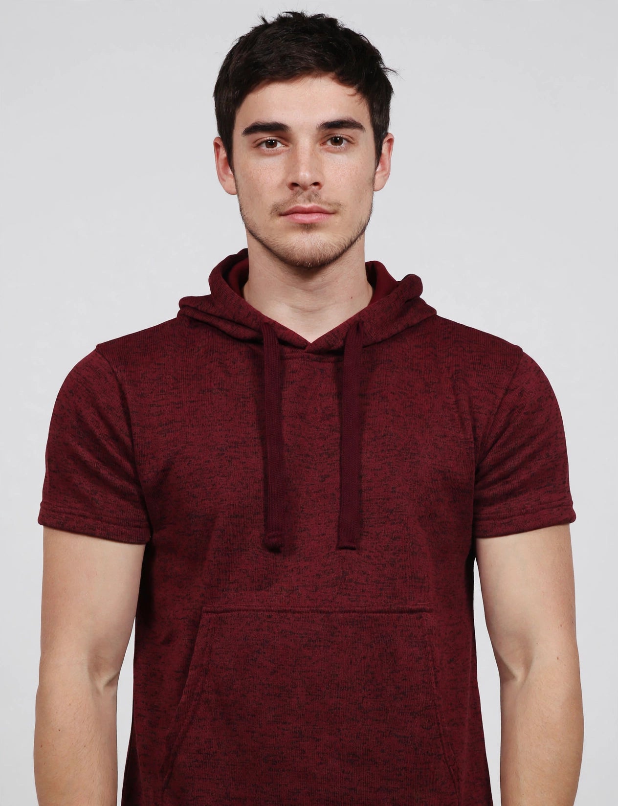 Men's Hip Hop Pull Over Short Sleeve Napped Hoodie Shirts