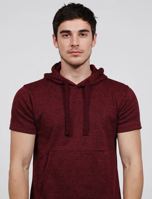 Men's Hip Hop Pull Over Short Sleeve Napped Hoodie Shirts