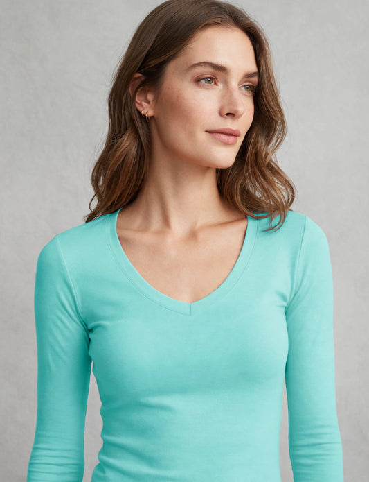 Light Weight Basic Long Sleeve V-Neck Shirts