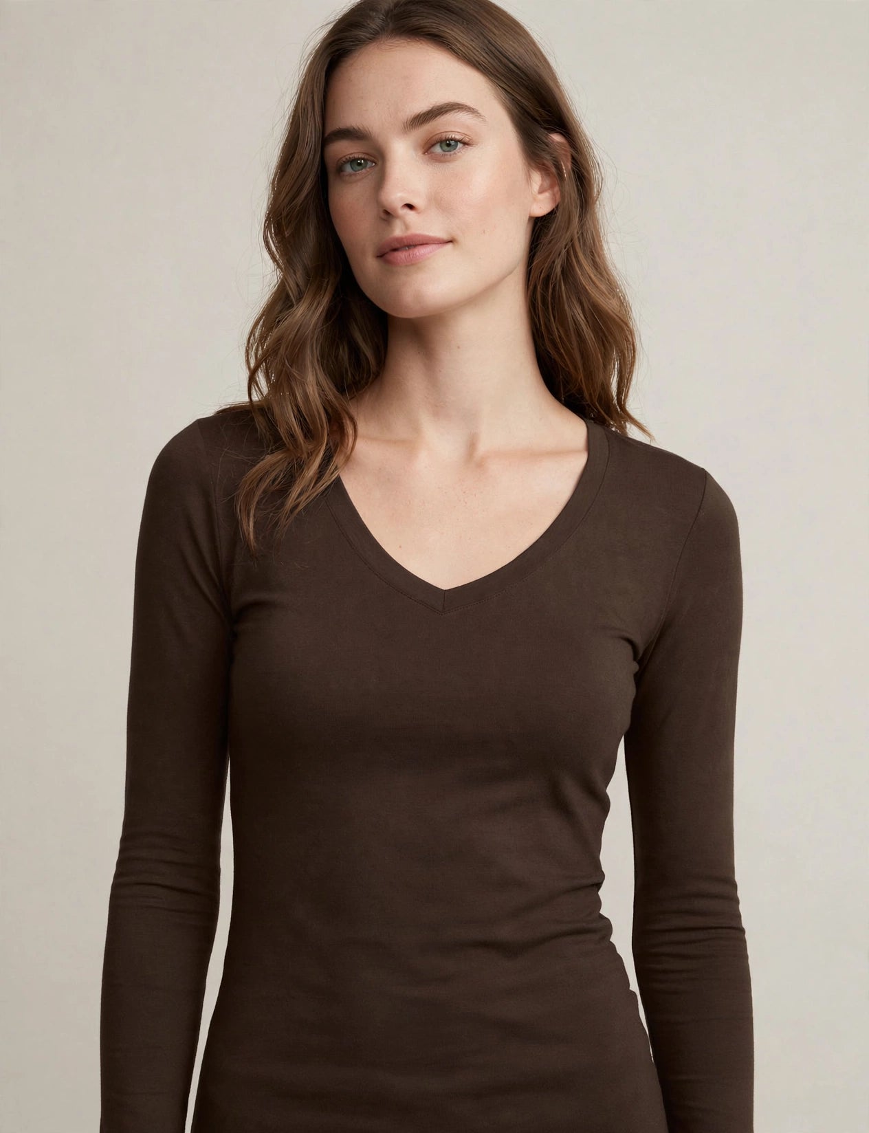 Light Weight Basic Long Sleeve V-Neck Shirts