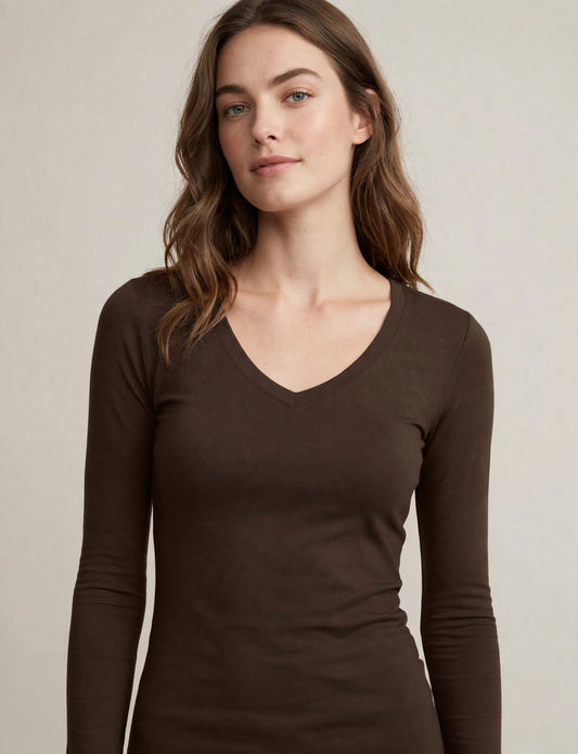 Light Weight Basic Long Sleeve V-Neck Shirts