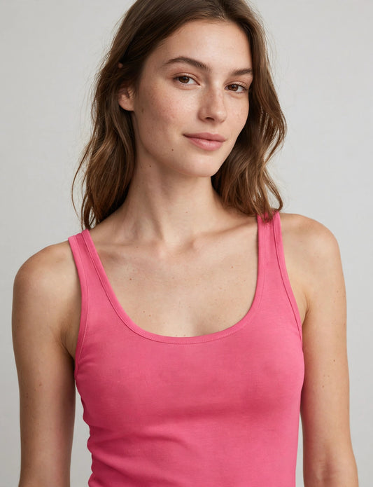 Light Weight Basic Sleeveless Solid Scoop Neck Back Tank Top