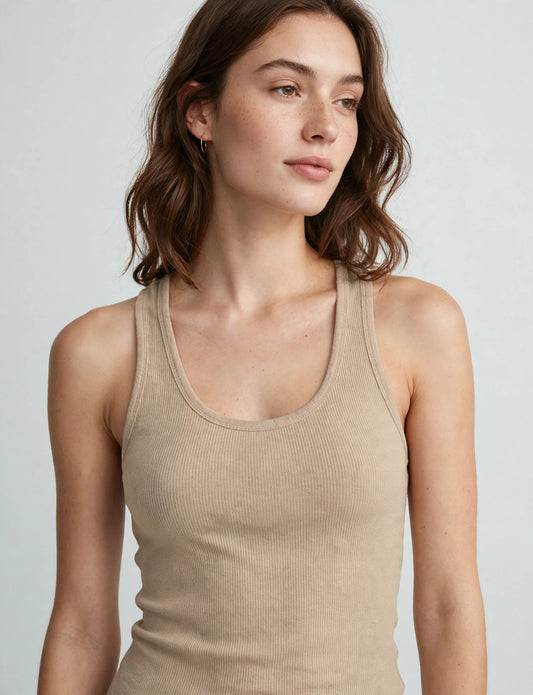 Light Weight Contrast Inner Binding Racerback Tank Top