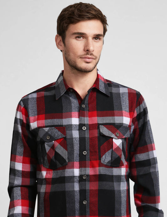 Men's Light Weight Long Sleeve Plaid Button Down Shirts