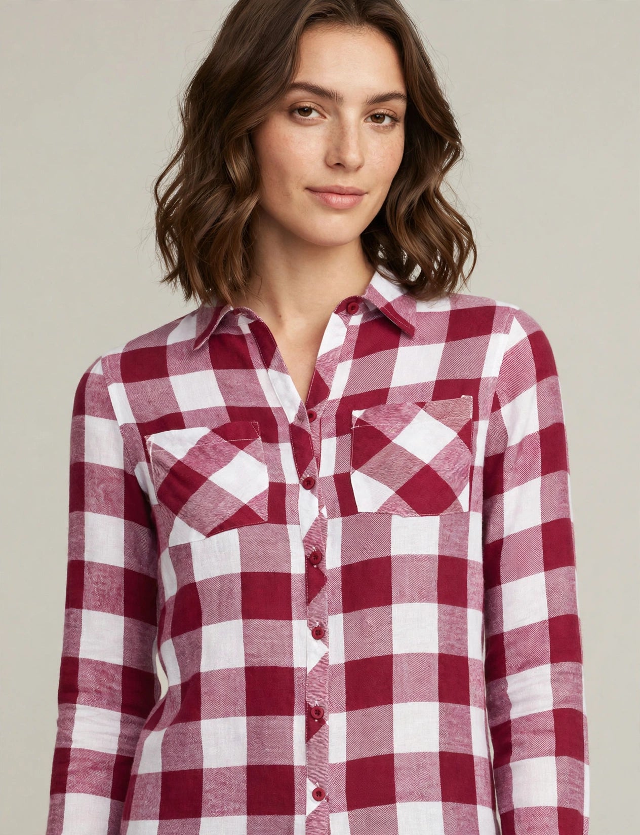 Light Weight Long Sleeve Plaid Button Down Shirts