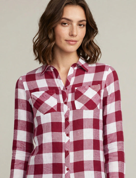 Light Weight Long Sleeve Plaid Button Down Shirts