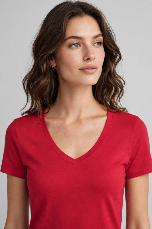 Light Weight Short Sleeve Cotton V-Neck T-Shirts