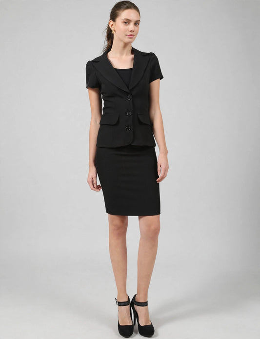 Light Weight Short Sleeve Jackets Knee High Skirt Suits