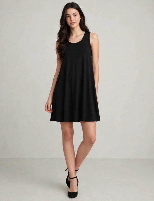 Light Weight Stretch Above Knee Sleeveless Flared Swing Dress