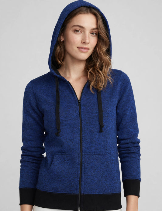 Long Sleeve Fleece Heathered Zip-Up Hoodie