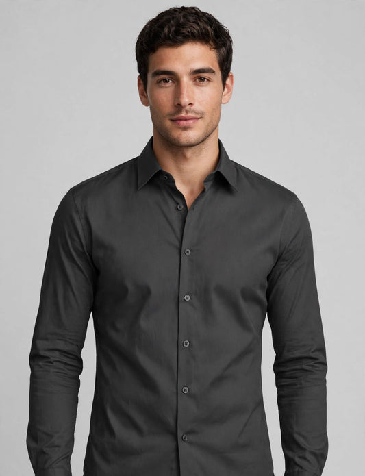 Men's Long Sleeve Tailored Point Collar Button Down Slim Fit-Shirts
