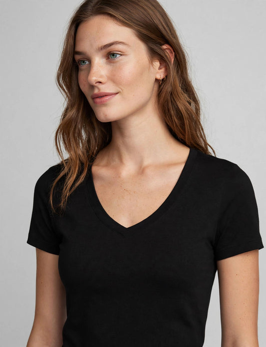 Premium Basic Fitted Short Sleeve V-Neck T-Shirts