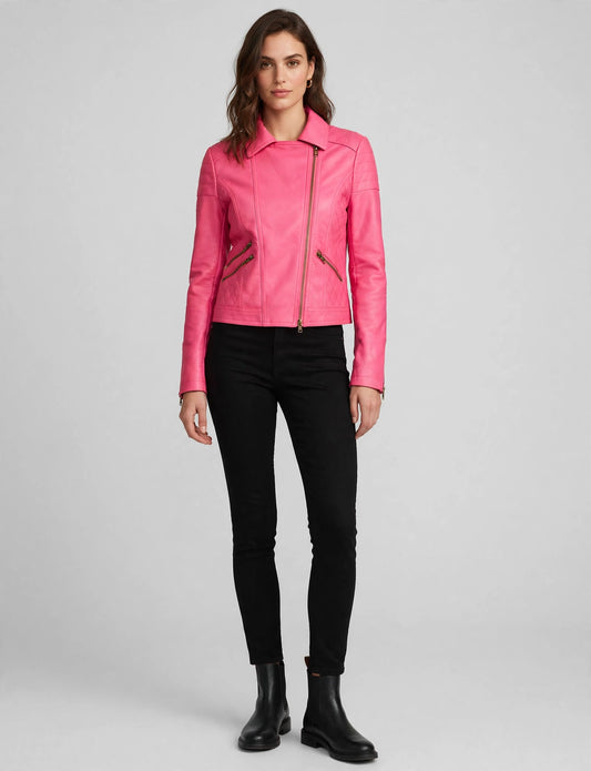 Premium Fitted Faux Leather Zip-Up Moto Jackets