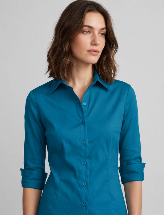 Roll Up 3/11 Sleeve Button Down Shirts With Stretch