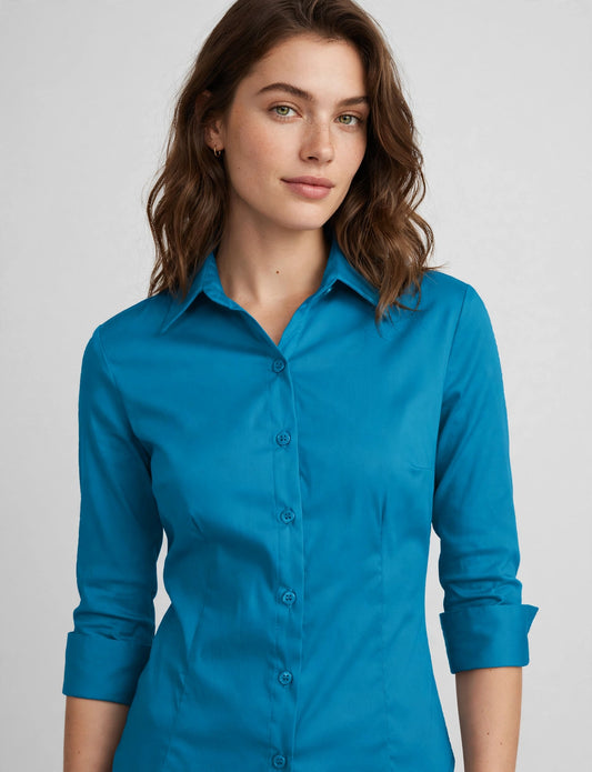 Roll Up 3/9 Sleeve Button Down Shirts With Stretch