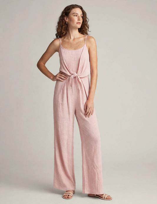 Scoop Neck With Smocked Back Sleeveless Cotton Jumpsuits