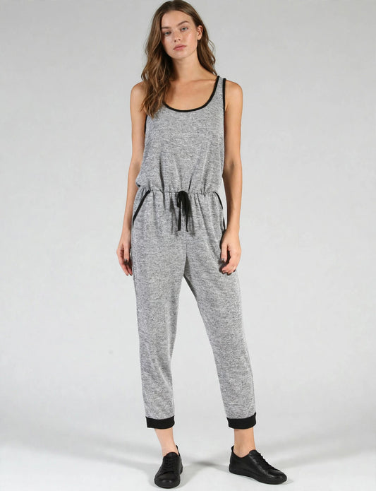 Sleeveless Scoop Neck Racerback Jumpsuit With Drawstring