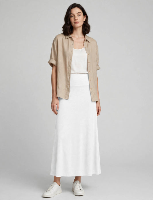 Solid Light Weight Mid Length Flawhite Maxi Skirt