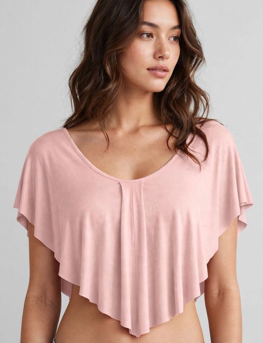 Solid Stretch Loose Fit Cut Kimono Crop Top