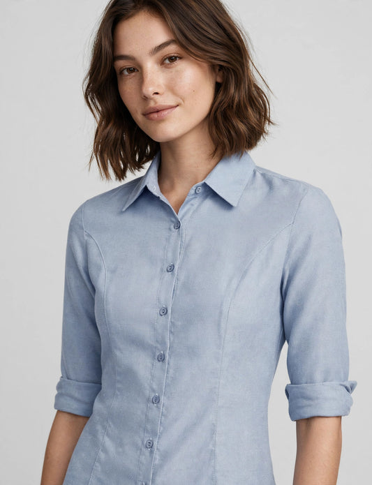 Stretch 3/4 Sleeve Roll Up Button Down Shirts