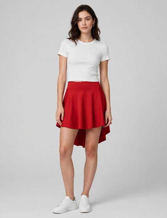 Stretchy Casual Mini Flared Skater Skirt