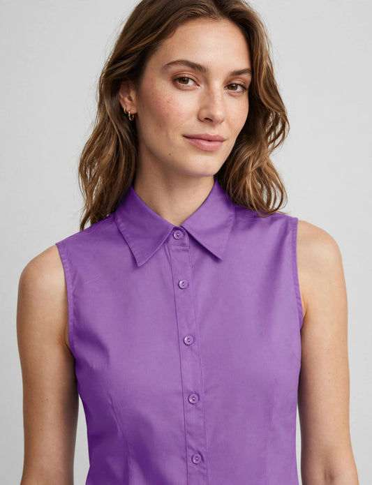 Tailolilac Sleeveless Button Down Shirts
