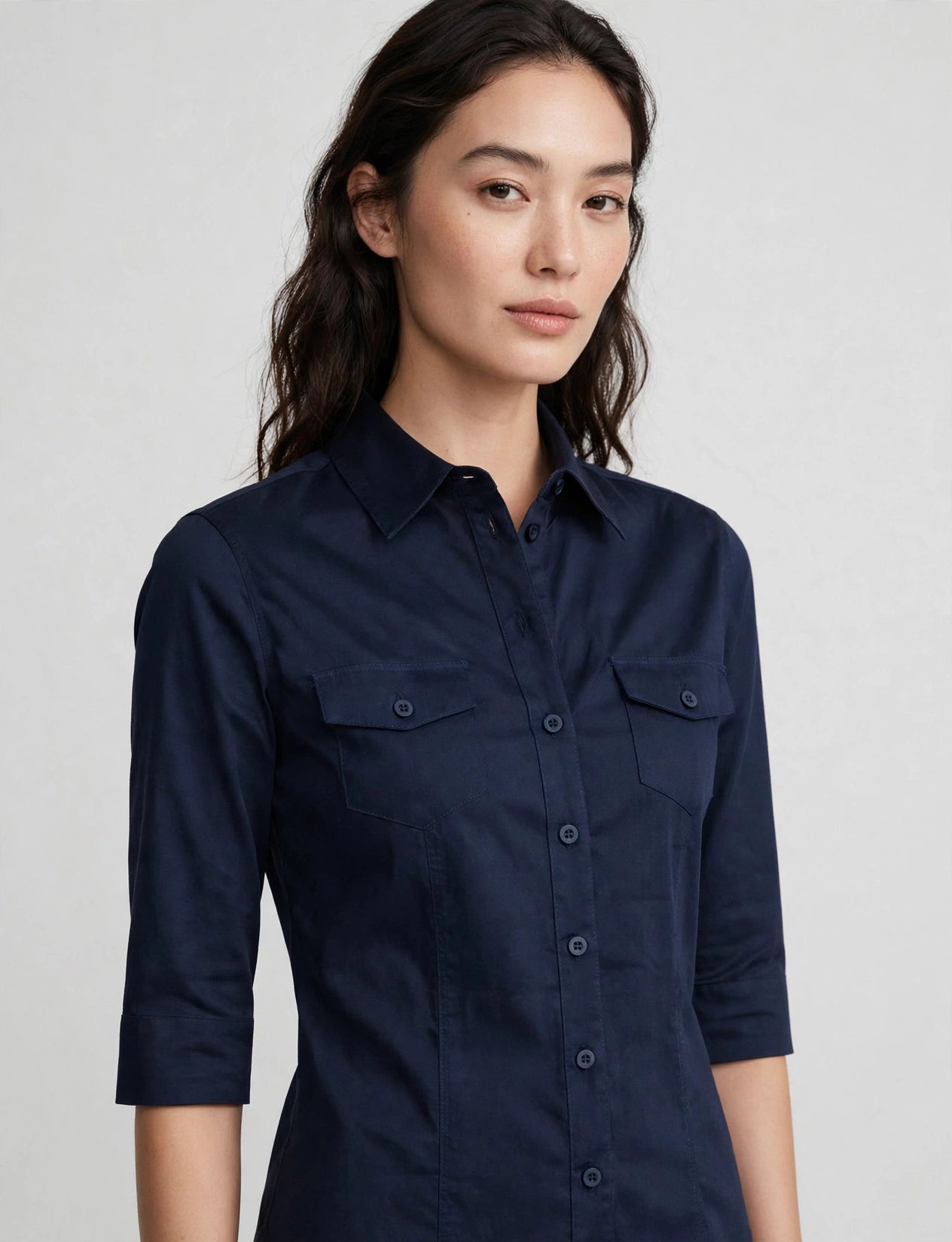 Tailored 3/4 Sleeve Button Down Shirts