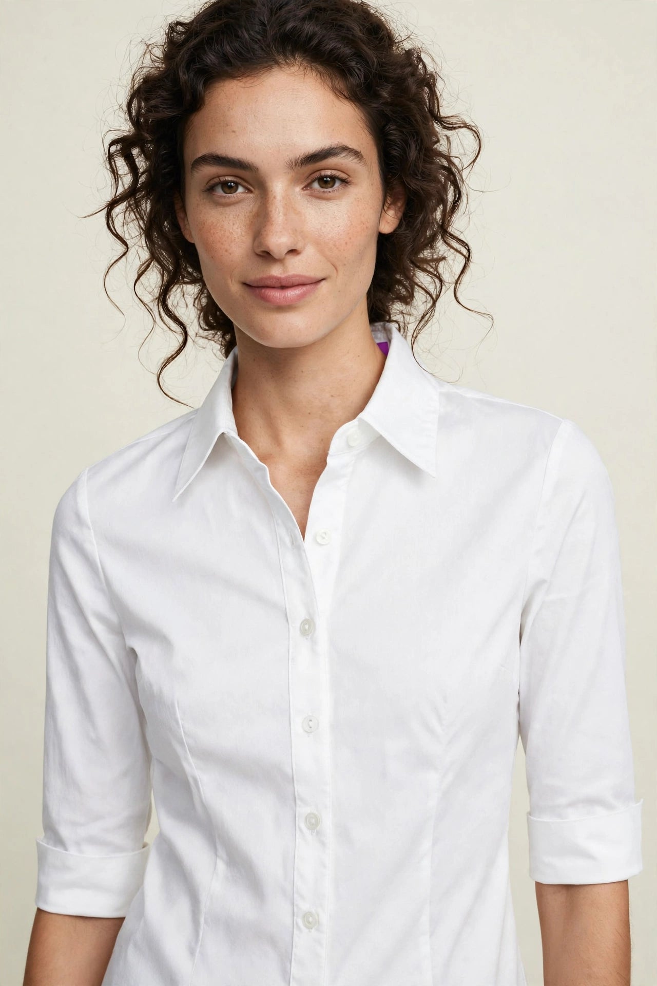 Tailored 3/4 Sleeve Button Down Shirtsmall