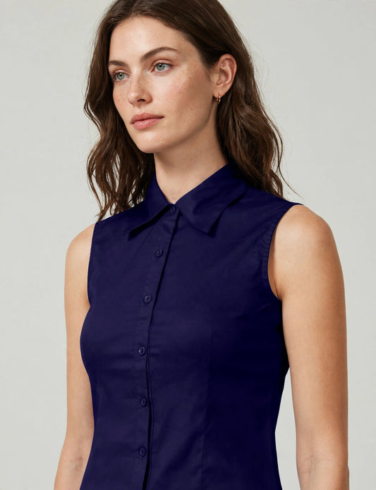 Tailored Sleeveless Button Down Shirts