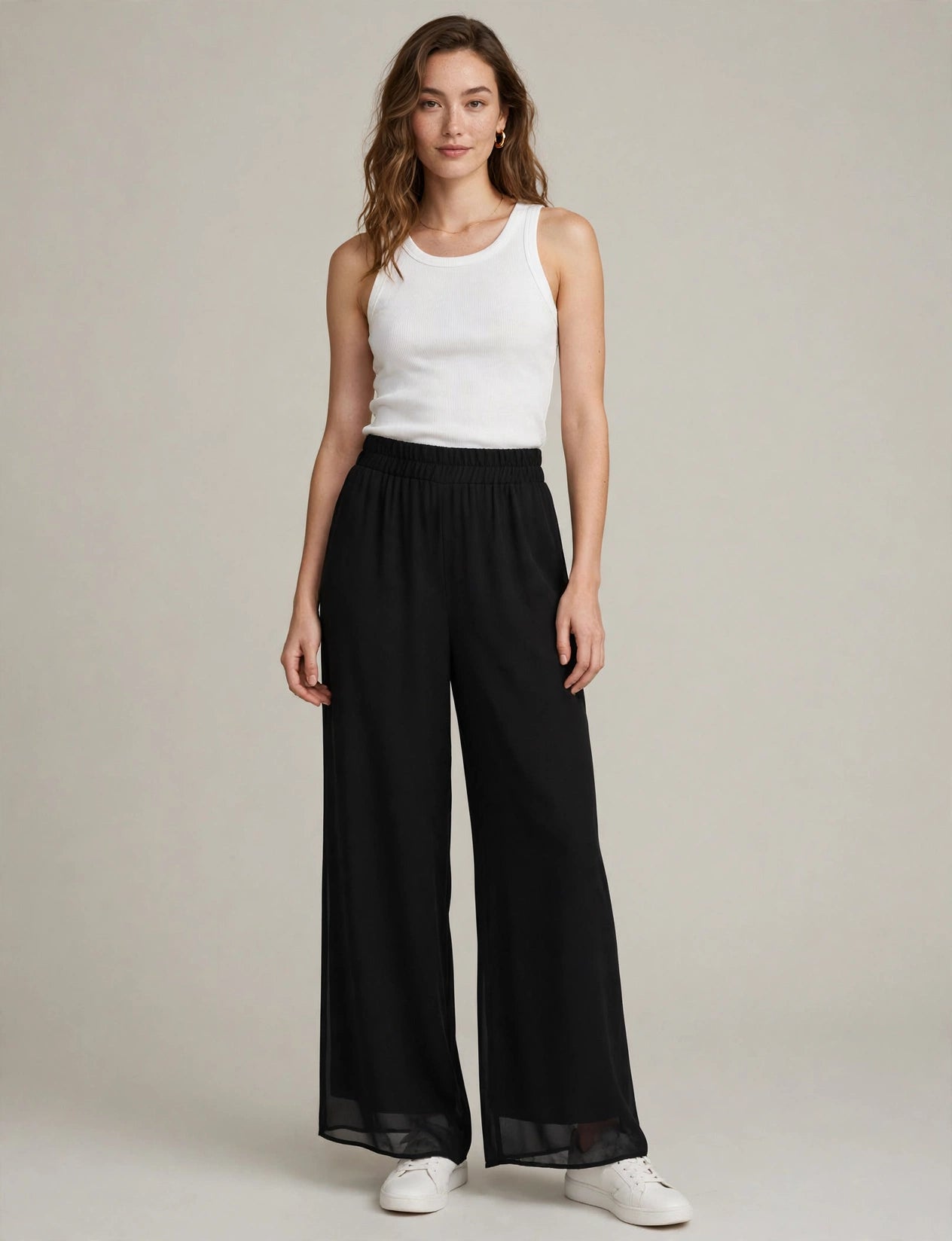Wide Leg Palazzo/Chiffon Casual Pants