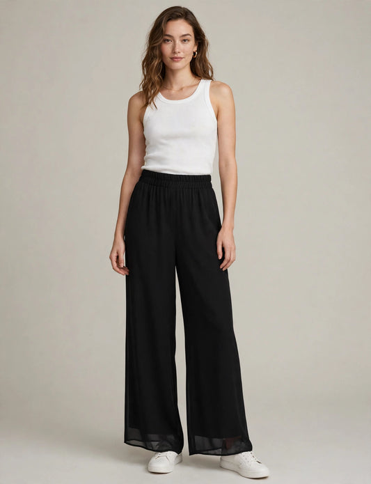 Wide Leg Palazzo/Chiffon Casual Pants