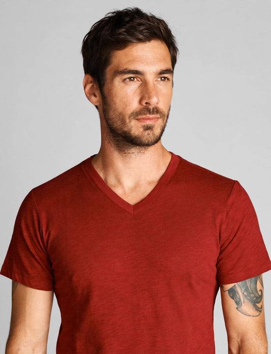 Men's Basic Wight V-Neck Line Short Sleeve T-Shirts