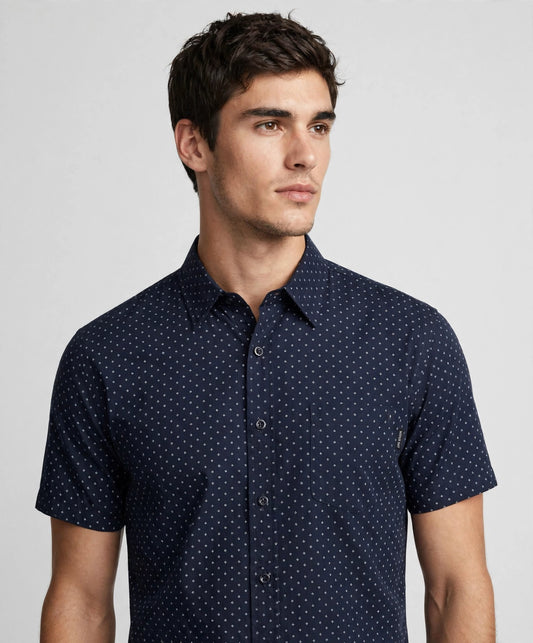 Men's Casual Dress Solid Short Sleeve Fitted Button Down Oxford Shirts