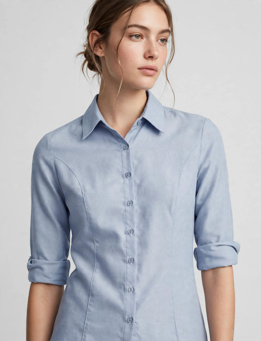 Roll Up 3/4 Sleeve Oxford Button Down Shirts With Stretch