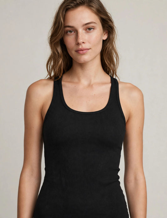 Stretchy Round Neck Ribbed Racerback Tank Top