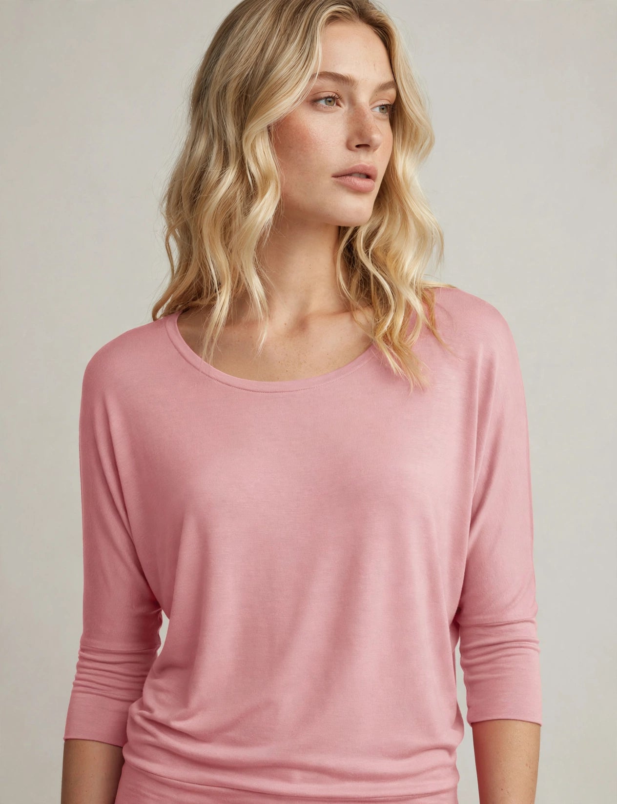 Super Soft 3/4 Sleeve Batwing Dolman Top With Stretch