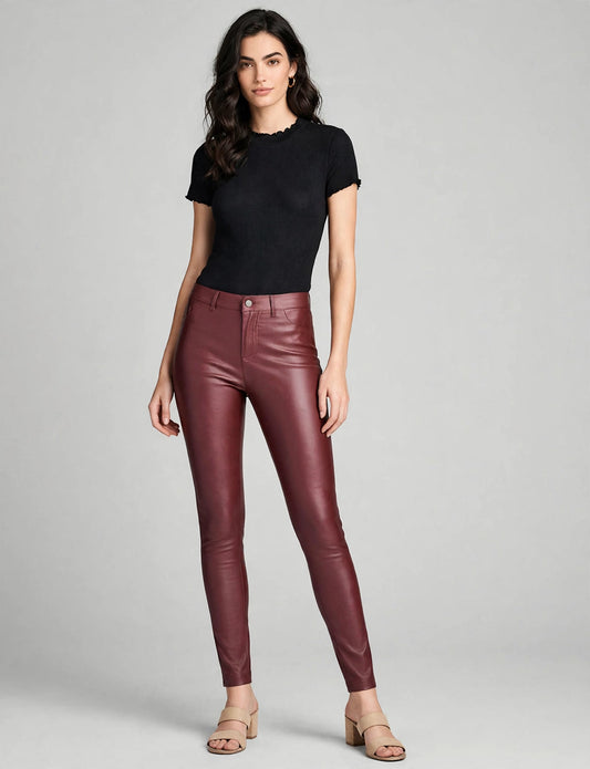 5 Pocket Shape Pu Long Pants