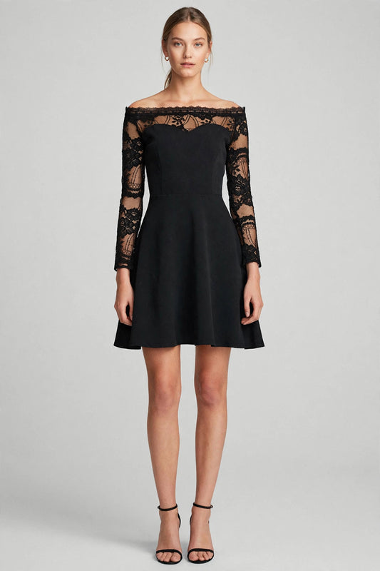 Off-Shoulder Lace Mini Dress