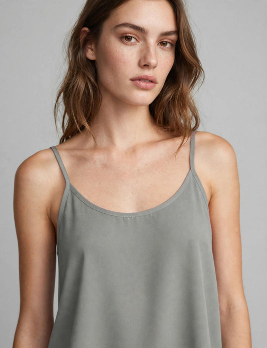 Basic Light Weight Sleeveless Double Scoop Neck Flowt Cami Top