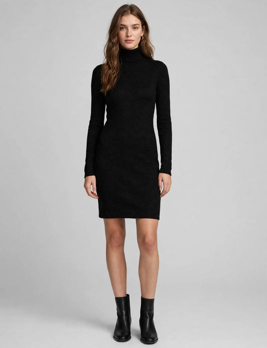 Casaul Turtleneck Long Sleeve Knit Sweater Dress