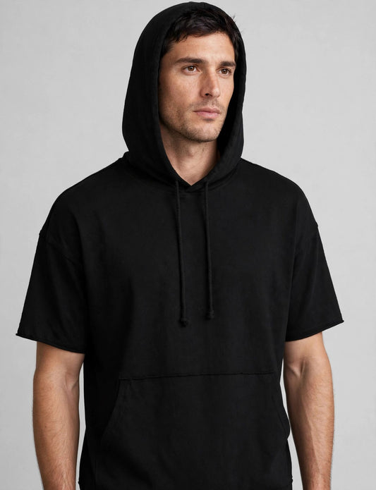 Men's Longline Hipster Hip Hop Short Sleeve Hoodie Shirts